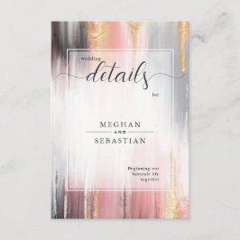 Abstracte borstelstreken Blush Gouden Houtskool Informatiekaartje