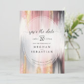 Abstracte borstelstreken Blush Gouden Houtskool Save The Date (Staand voorkant)