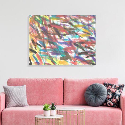 Abstracte Borsteltekens Kleurrijke Canvasdruk Canvas Afdruk (Insitu (Woonkamer))