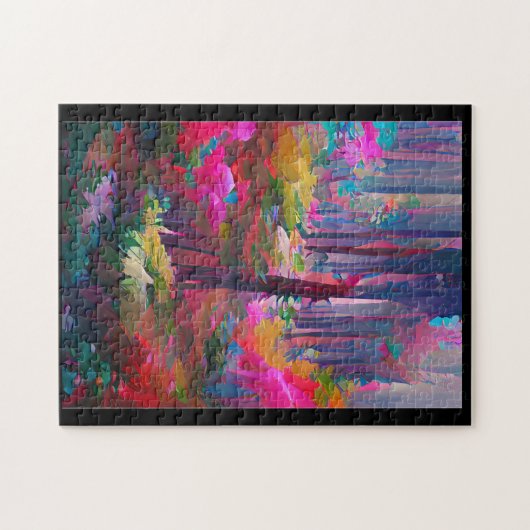 Abstracte boskunst met levendige woudkunst legpuzzel (Horizontaal)