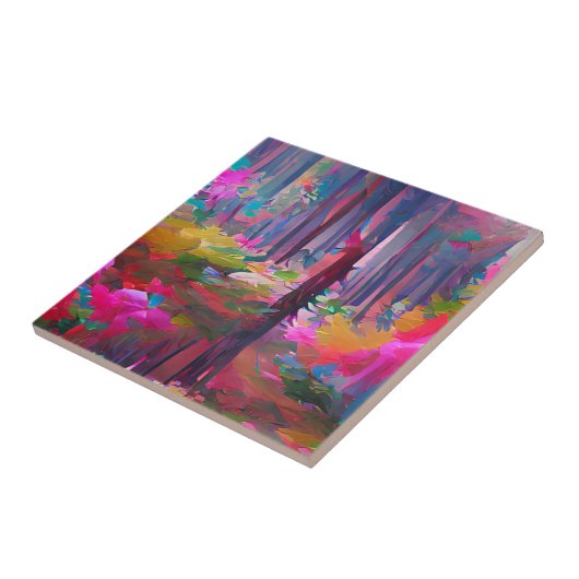 Abstracte boskunst met levendige woudkunst tegeltje (Zijkant)