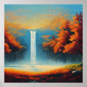 Abstracte boslandschapskunst met herfstbomen poster (Voorkant)