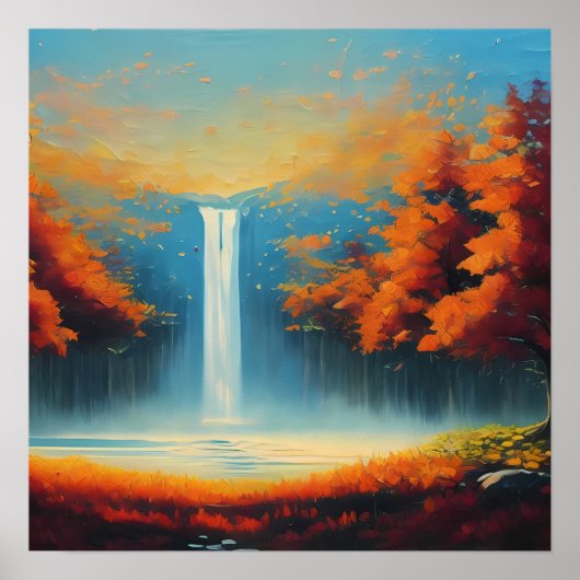 Abstracte boslandschapskunst met herfstbomen poster (Voorkant)