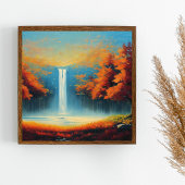 Abstracte boslandschapskunst met herfstbomen poster