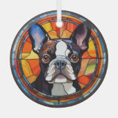Abstracte Boston Terrier Dog Vlekken Glas Ornament (Voorkant)