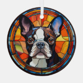Abstracte Boston Terrier Dog Vlekken Glas Ornament (Achterkant)