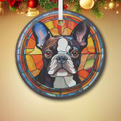 Abstracte Boston Terrier Dog Vlekken Glas Ornament
