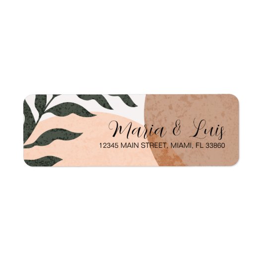Abstracte botanische aardse terracotta tan Wedding Etiket (Voorkant)