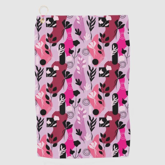 Abstracte Botanische Afbeeldingen Golfhanddoek (Voorkant)