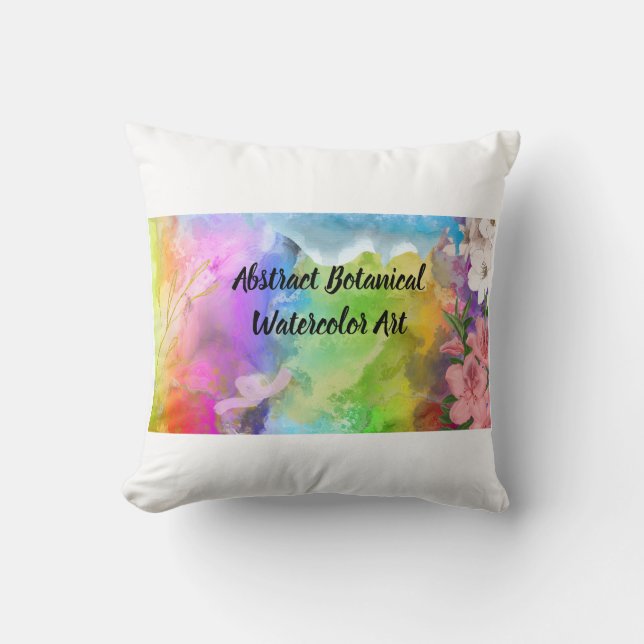 Abstracte botanische aquarel kunst kussen (Voorkant)
