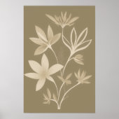 Abstracte botanische beige bloemen poster (Voorkant)