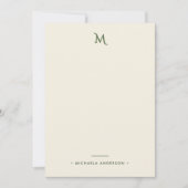 Abstracte Botanische Bladeren Monogram & Naam Notitiekaartje (Voorkant)