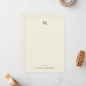 Abstracte Botanische Bladeren Monogram & Naam Notitiekaartje (Voorkant / Achterkant in situ)