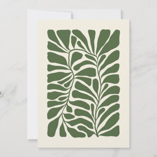 Abstracte Botanische Bladeren Monogram & Naam Notitiekaartje (Achterkant)