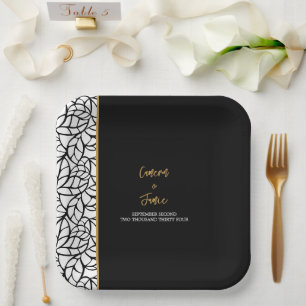 Abstracte Botanische bladeren Rand Papieren Bordje