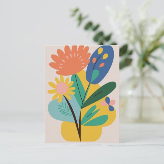 Abstracte botanische bloem briefkaart (Staand voorkant)