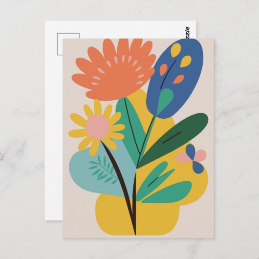 Abstracte botanische bloem briefkaart (Voorkant / Achterkant)