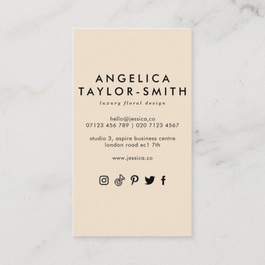 Abstracte botanische bloemen en sociale artsdrager visitekaartje (Achterkant)