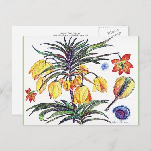 Abstracte botanische bloktekenkaart briefkaart (Voorkant / Achterkant)