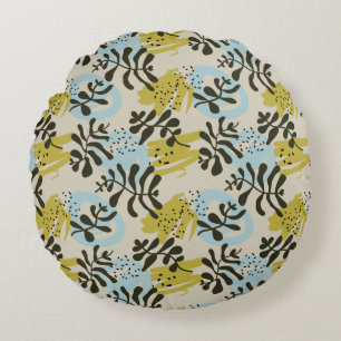 Abstracte Botanische Boheemse Pastel Groen Blauw Rond Kussen