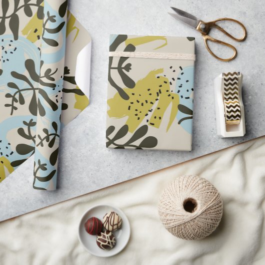 Abstracte botanische boheemse pastelgroene blauwe cadeaupapier (Crafts)