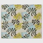 Abstracte botanische boheemse pastelgroene blauwe cadeaupapier (Vlak)