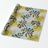 Abstracte botanische boheemse pastelgroene blauwe cadeaupapier (Uitgerold)