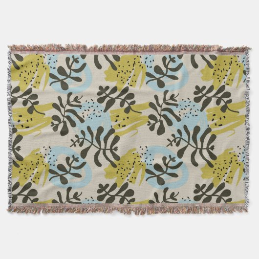 Abstracte botanische boheemse pastelgroene blauwe deken (Voorkant)