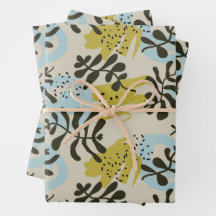 Abstracte botanische boheemse pastelgroene blauwe