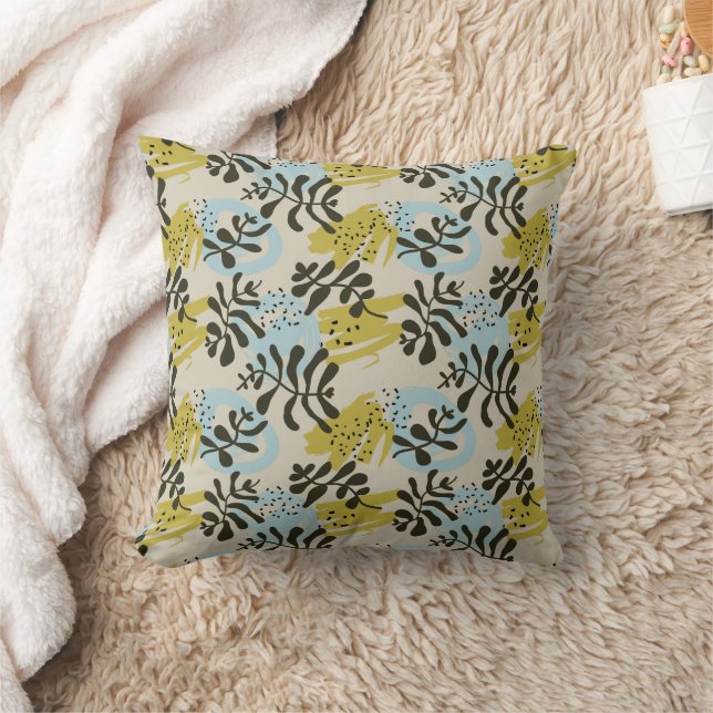 Abstracte botanische boheemse pastelgroene blauwe kussen (Deken)