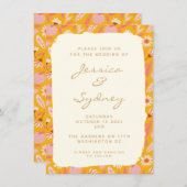 Abstracte botanische boho Fruit Yellow Wedding Kaart (Voorkant / Achterkant)
