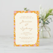 Abstracte botanische boho Fruit Yellow Wedding Kaart (Staand voorkant)