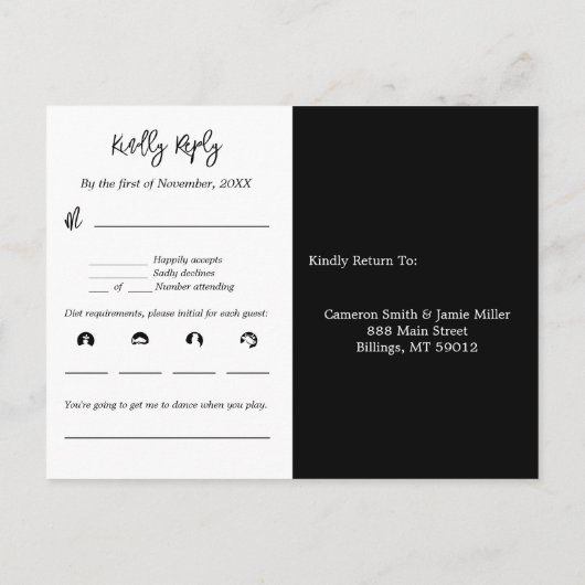 Abstracte Botanische Bruiloft Menu Muziek RSVP-kaa (Achterkant)