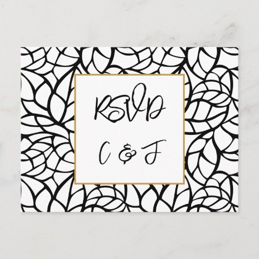 Abstracte Botanische Bruiloft Menu Muziek RSVP-kaa (Voorkant)