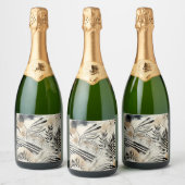 abstracte botanische champagnefles label sparkling wijnetiket (Flessen)