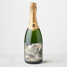 abstracte botanische champagnefles label sparkling wijnetiket