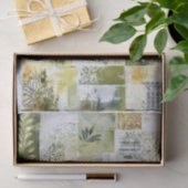 Abstracte botanische collage in groen EN9 decoupag Tissuepapier (Geschenk)