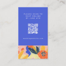 Abstracte Botanische Fun Wedding QR Code RSVP Card