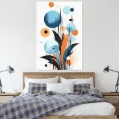 Abstracte botanische harmonie canvas afdruk (Insitu (Slaapkamer))