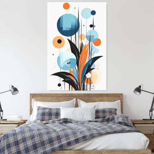 Abstracte botanische harmonie canvas afdruk (Insitu (Slaapkamer))