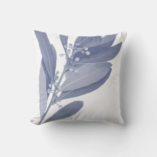 Abstracte Botanische Kruiden in Indigo Blauw en Wi Kussen