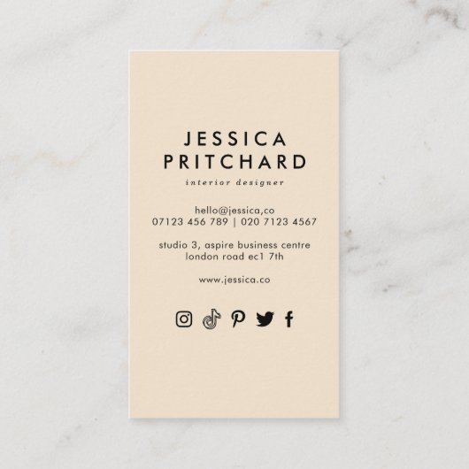 Abstracte Botanische Leaf & Arch Social Media Visitekaartje (Achterkant)