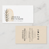 Abstracte Botanische Leaf & Arch Social Media Visitekaartje (Voorkant / Achterkant)