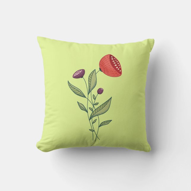 Abstracte botanische lijnkunst kussen (Voorkant)