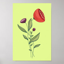 Abstracte botanische lijnkunst poster