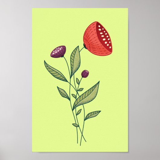 Abstracte botanische lijnkunst poster (Voorkant)