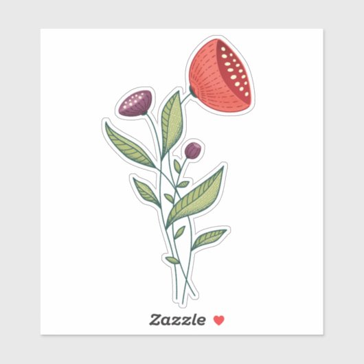 Abstracte botanische lijnkunst sticker (Vel)