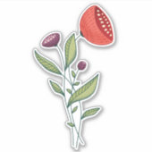 Abstracte botanische lijnkunst sticker (Voorkant)