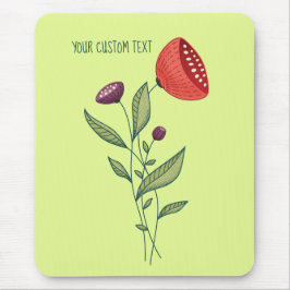 Abstracte botanische lijntekst van lentevloervloer muismat