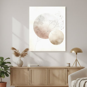Abstracte Botanische Maan Canvas Afdruk